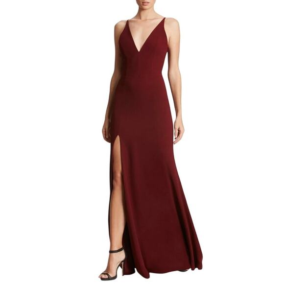 DRESS THE POPULATION Dress Size L Maroon Burgundy Iris $198 Evening Gown - Picture 1 of 9